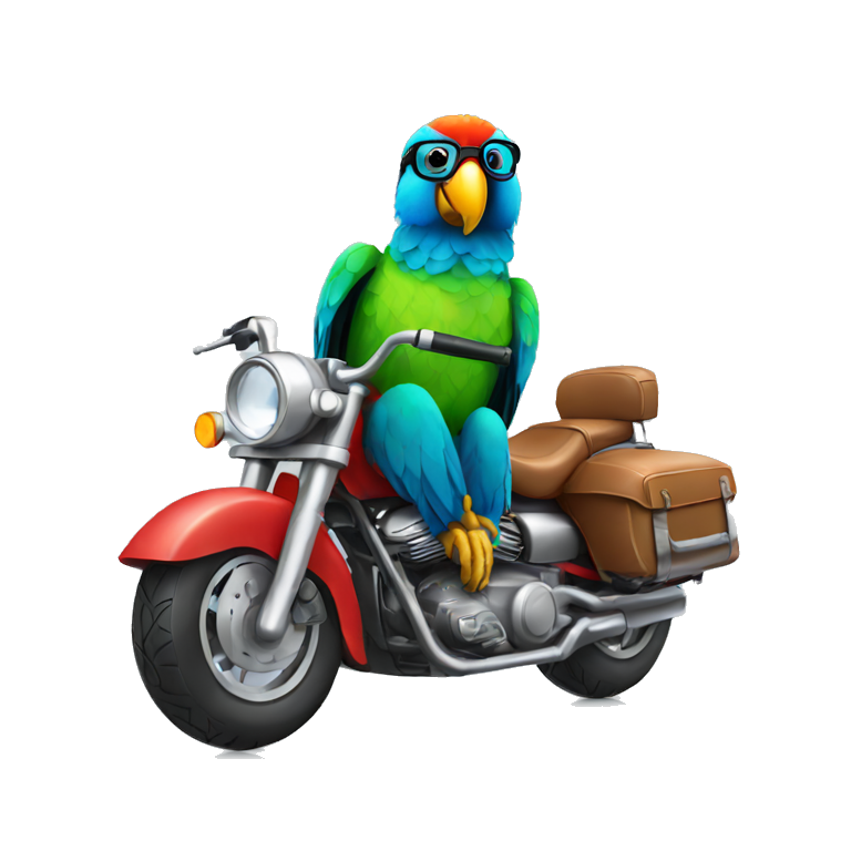 parrot with glasses on motorbike emoji