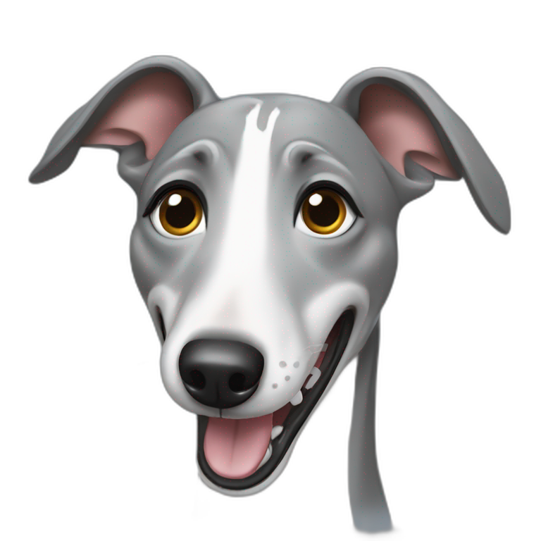 Grey whippet laughing with tears emoji