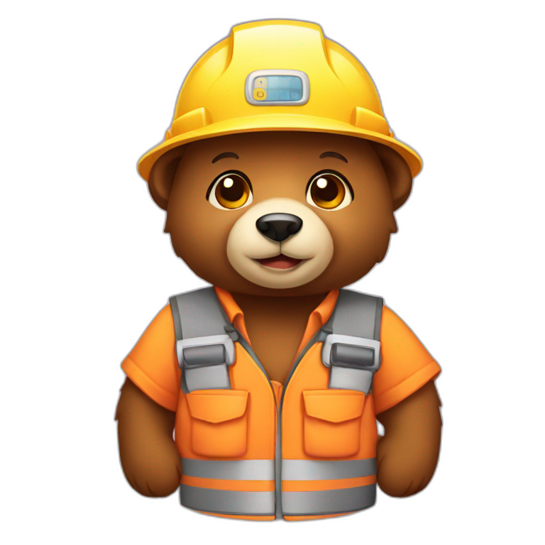 cute bear construction worker emoji