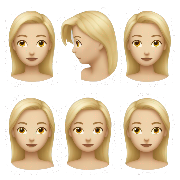 thinking white woman blonde hair with hand on her chin emoji