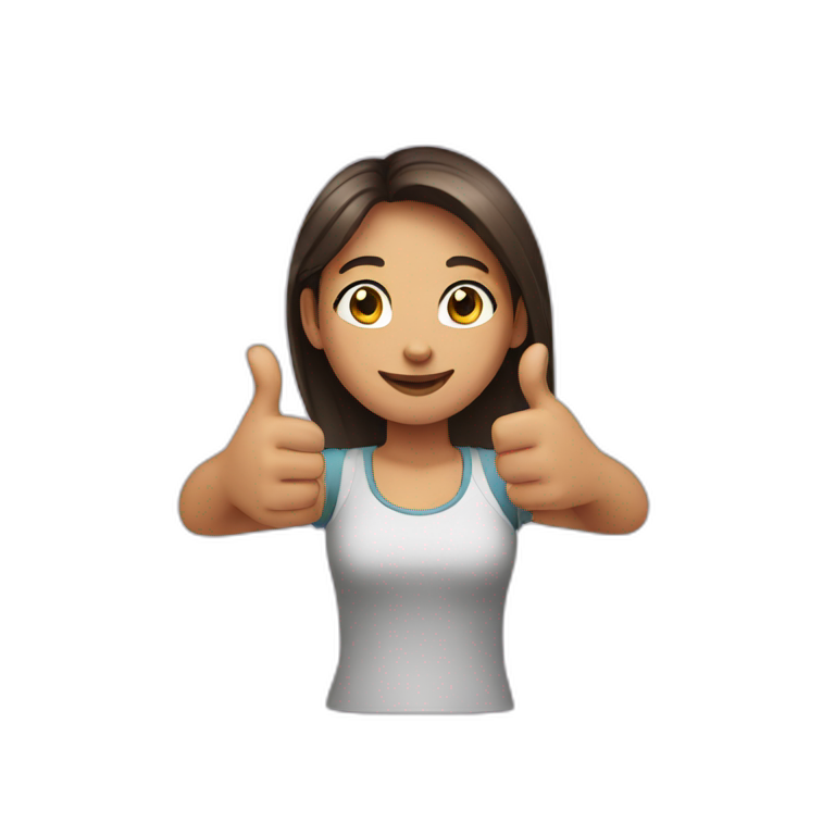 A girl showing thumbs up with both hands emoji