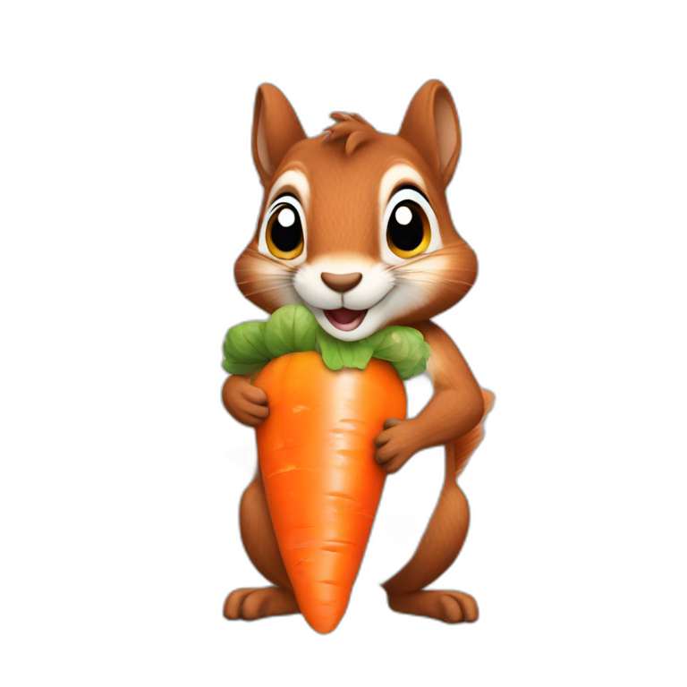 a squirrel holds a carrot in its paws emoji