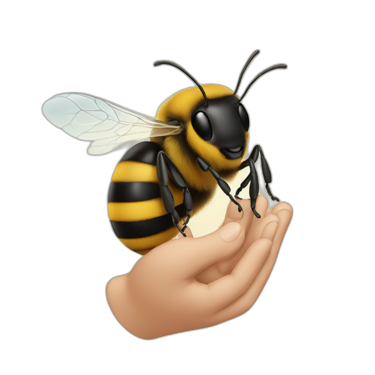 Hand heart bee emoji