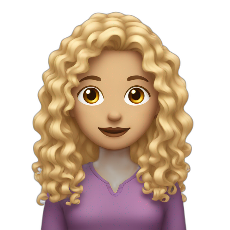 curly blonde girl long hair emoji