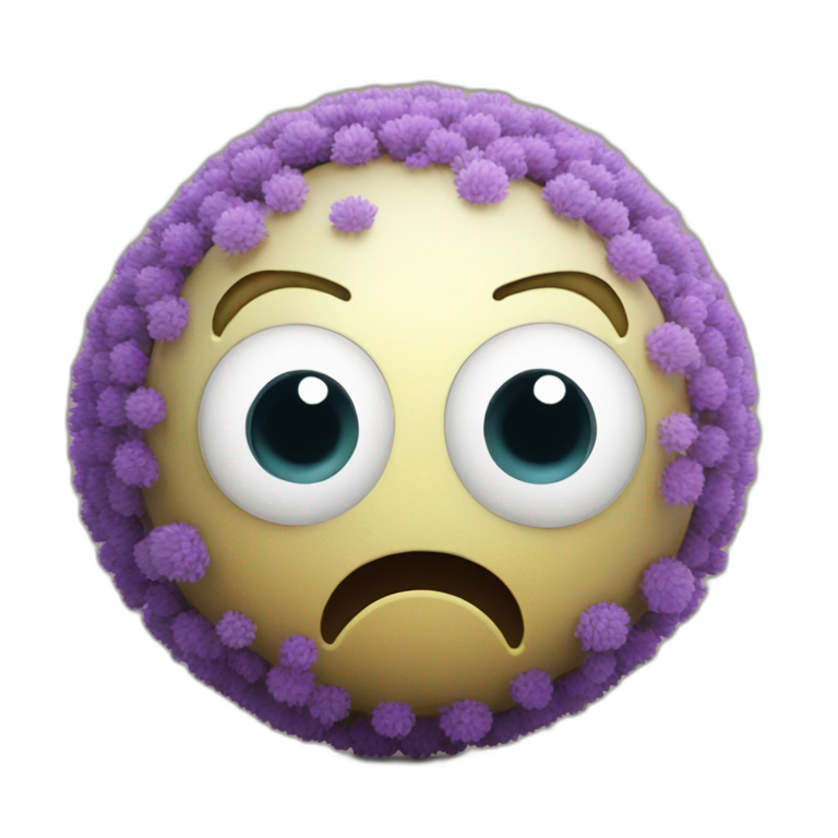 3d sphere with a cartoon allium texture with big childish eyes emoji