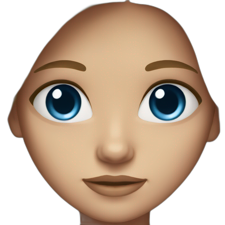 Girl long hair brown and blue eyes emoji