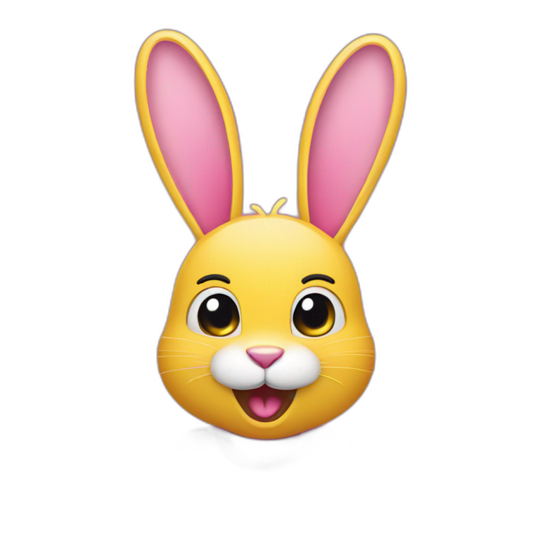 Pink rabbit winking wearing yellow tee shirt emoji