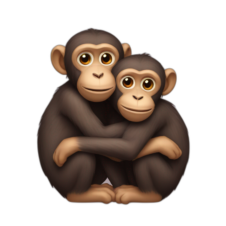 Two monkeys hugging each other emoji