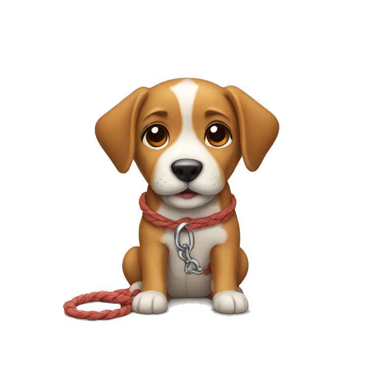 A dog is tied up emoji