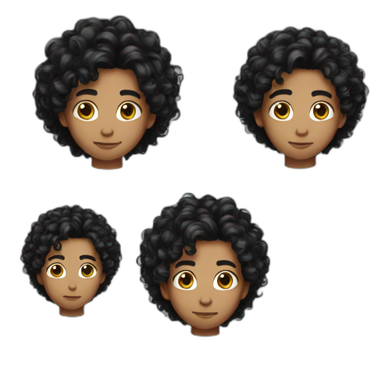 Boy hair long curly black hair emoji