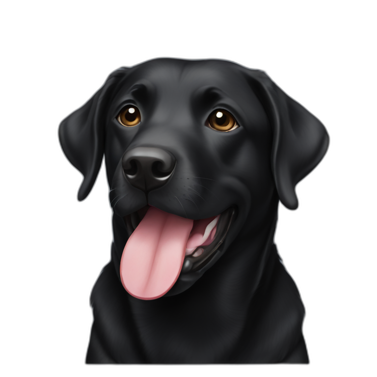 black lab mix with white chest and tongue sticking out emoji