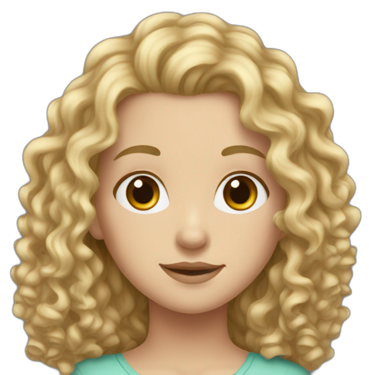 White girl long curly hair emoji