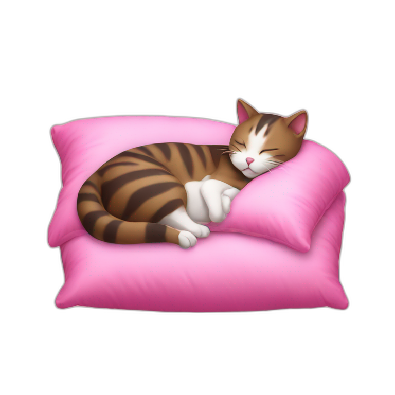 cat sleeping on a pink pillow emoji AI Emoji Generator