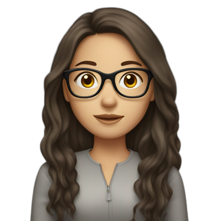 brunette girl with glasses and long hair emoji