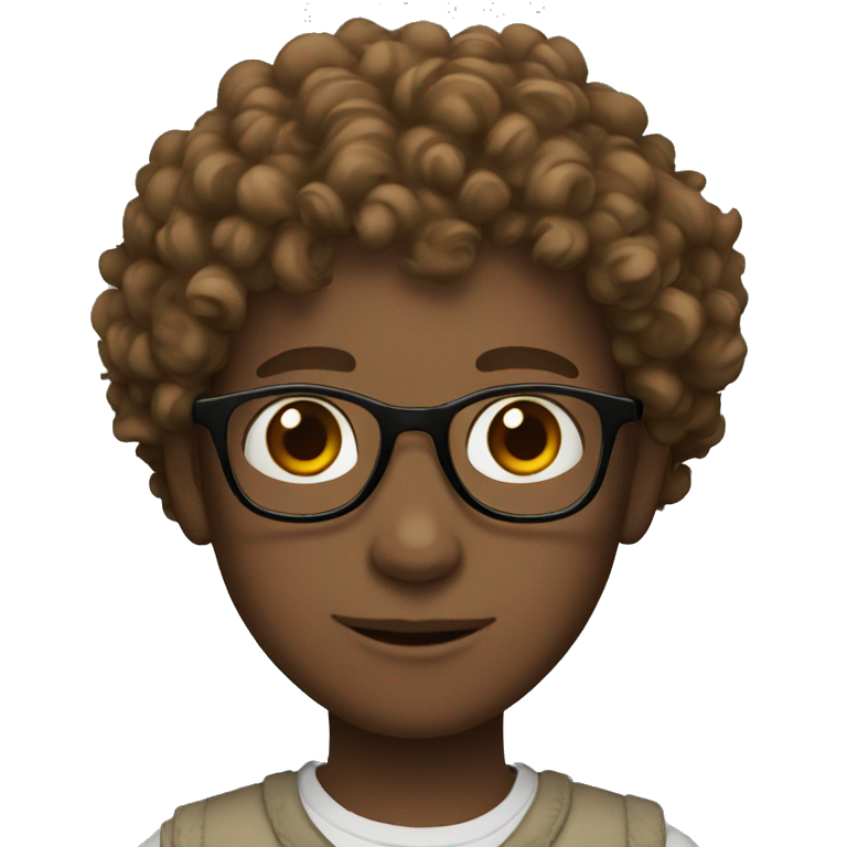  white curly boy with glasses and brown eyes emoji