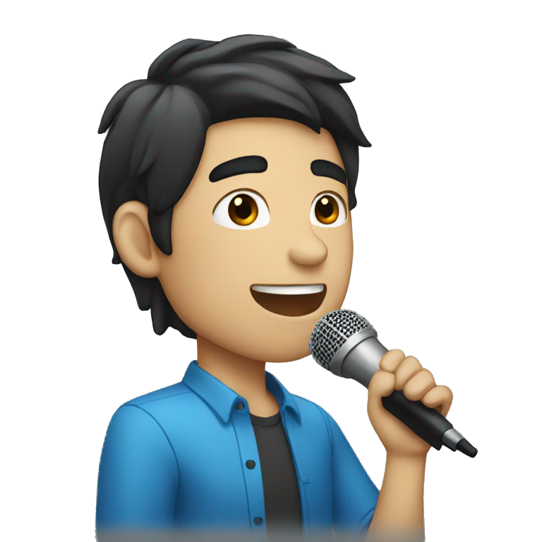 Guy with blue black hair singing  emoji