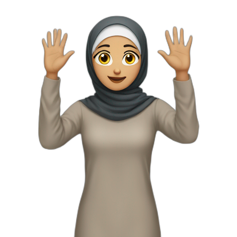 hijabi with her hands up emoji