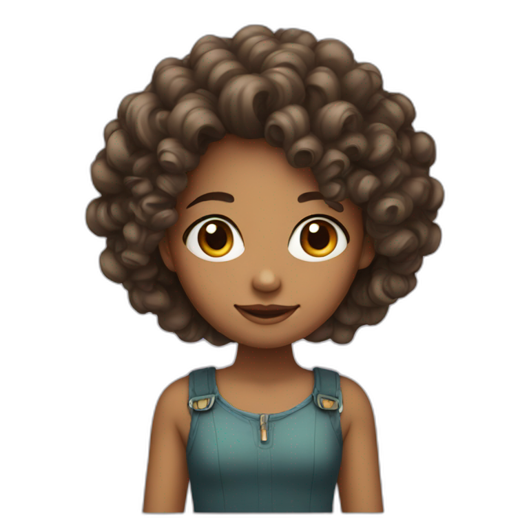 Girl with curly hair long emoji