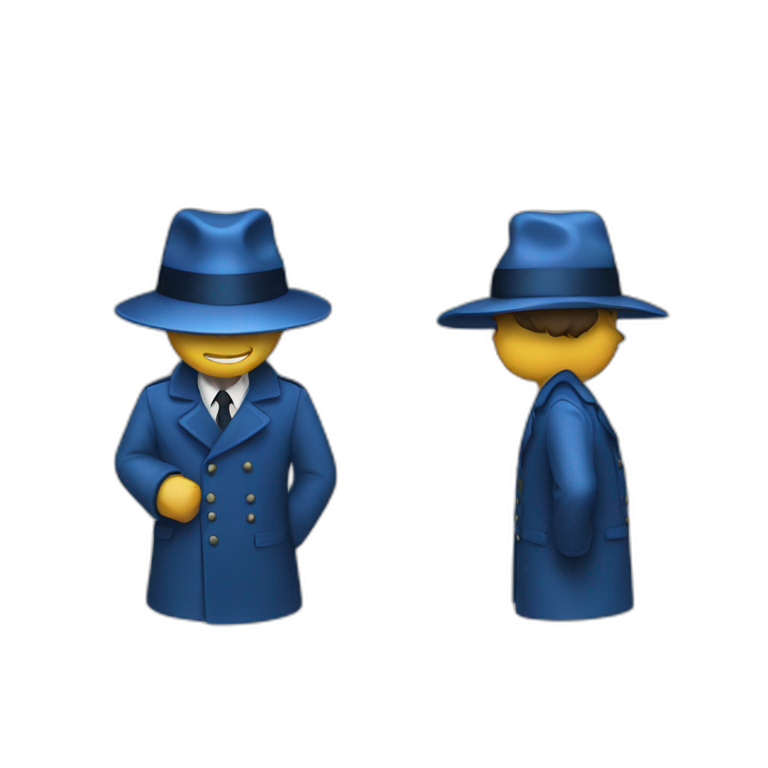 a spy in a blue coat and a blue hat. emoji