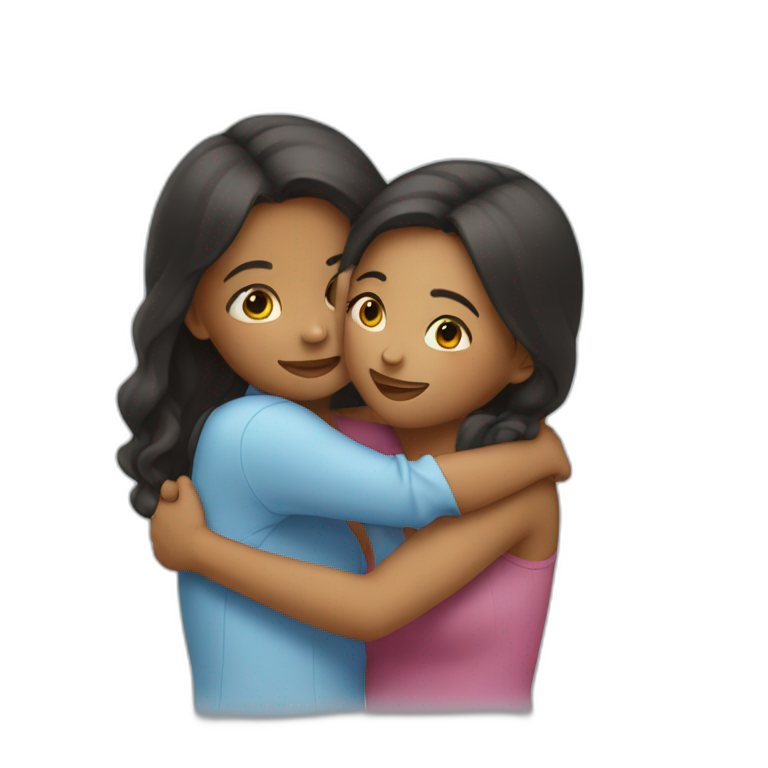 Two girls hugging each other emoji