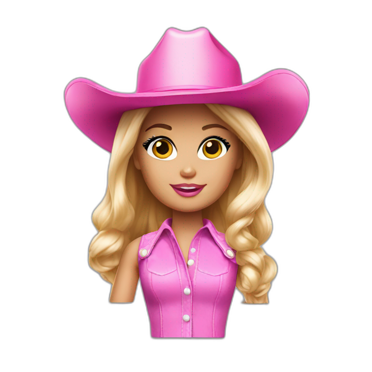 barbie with a pink cowboy hat emoji