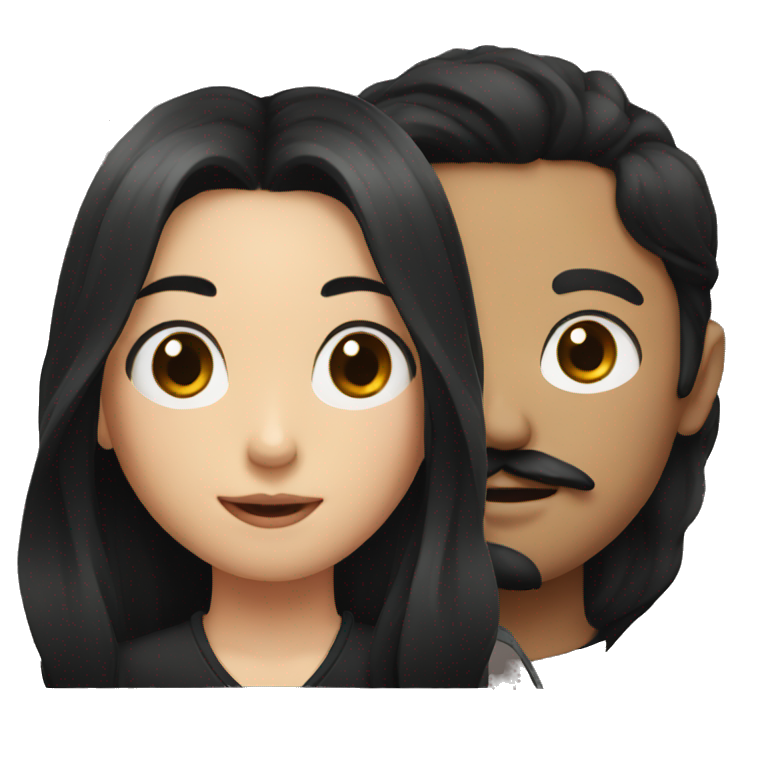 girl with black long hair and boy with black hair and moustache emoji
