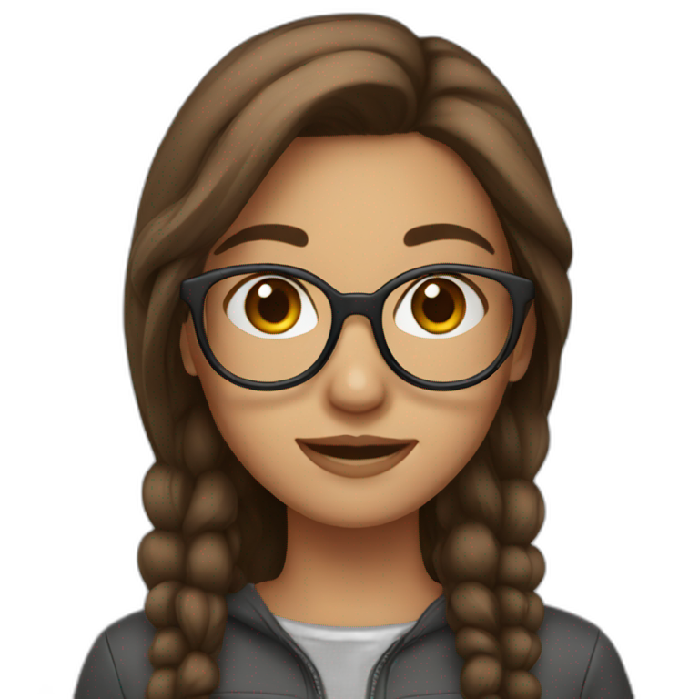 girl with brown hair in glasses emoji