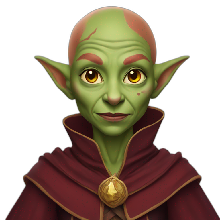 Red bald female goblin wizard emoji