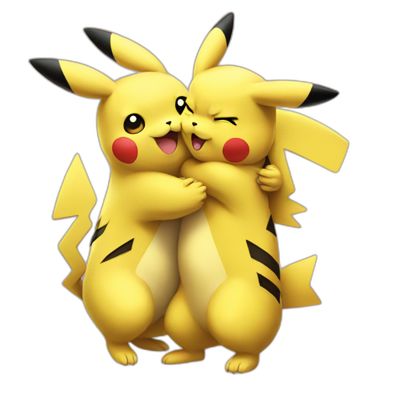 Pikachu hug Pikachu emoji