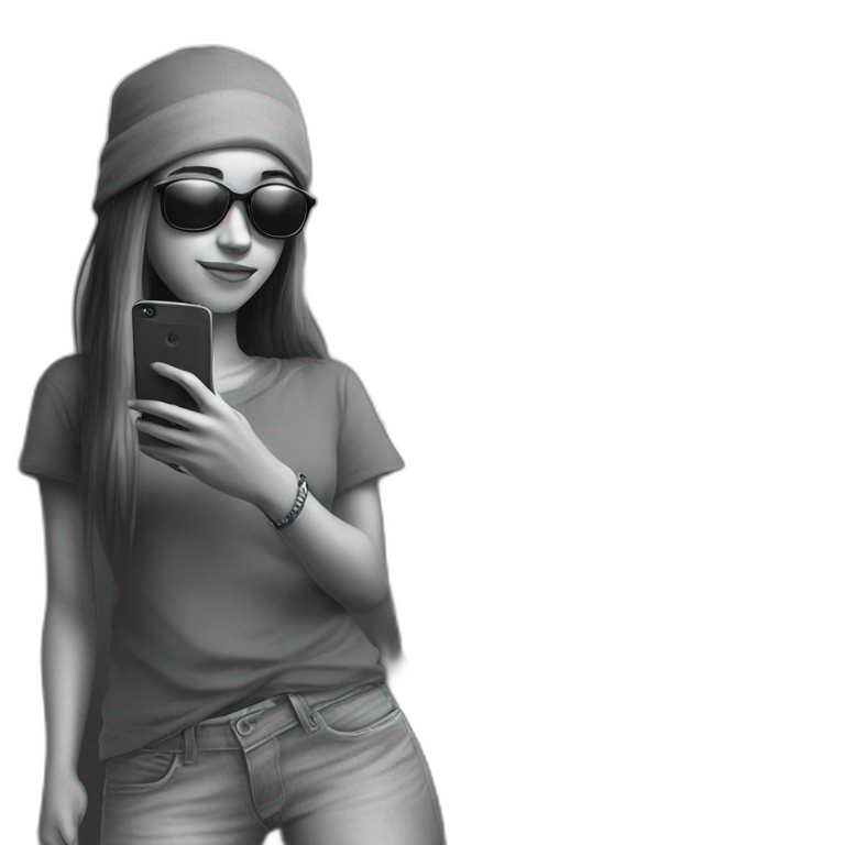 sunglasses girl holding phone emoji