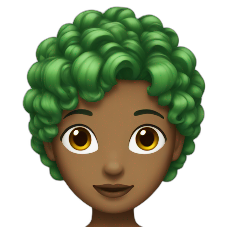 green hair, brown girl emoji