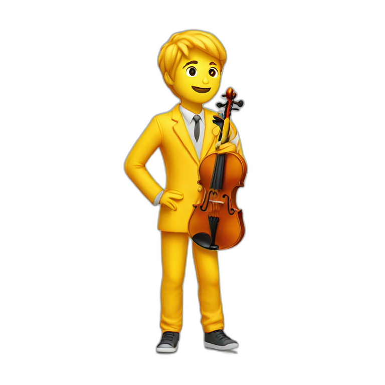 yellow-boy-with-white-jacket-and-orange-standing-in-a-yellow-sea-while-trousers-holding-violin emoji