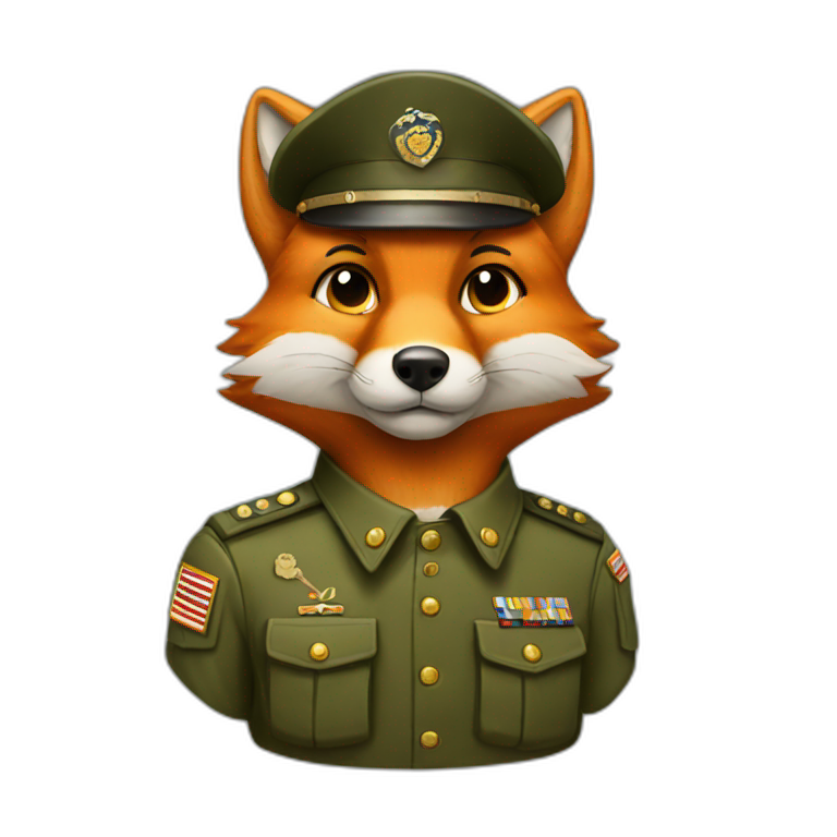 Fox dressed in military uniform emoji