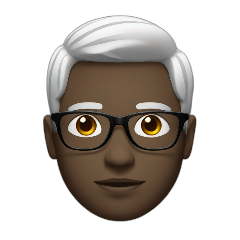 Young men French type white skin Black straight with glasses emoji
