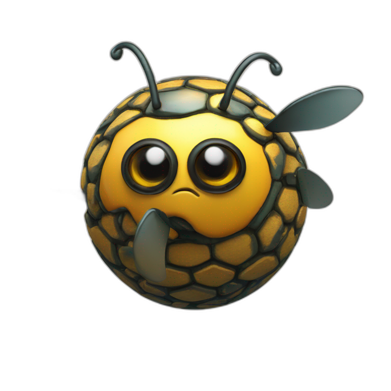 3d sphere with a cartoon Bee skin texture with Eye of Horus emoji