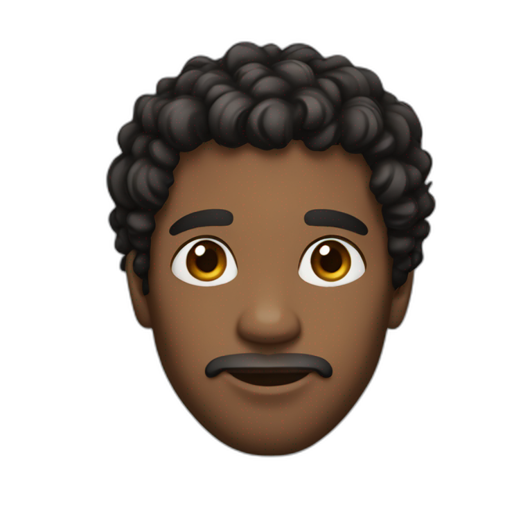 brown skin man with mi long black curly hair emoji