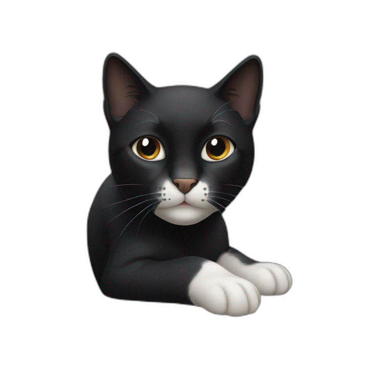 Black cat with a white nose emoji