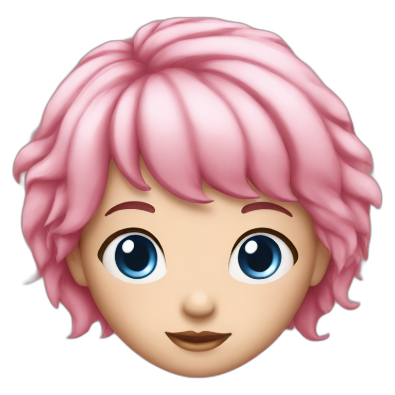 Sakura girl with pink hair and blue eyes emoji