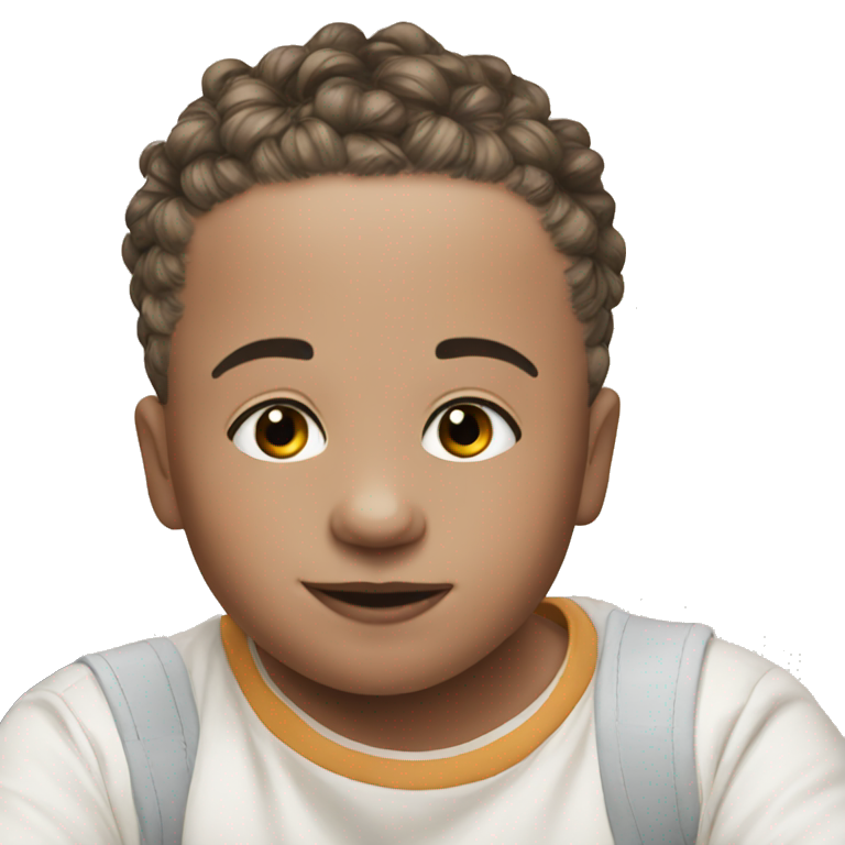 adorable young boy with topknot emoji