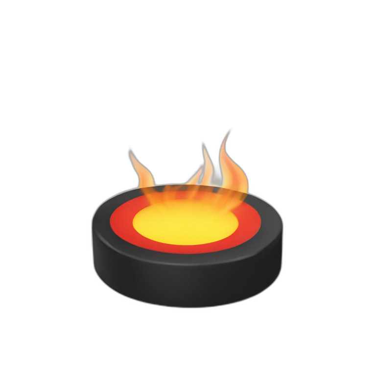hockey puck with fire around emoji