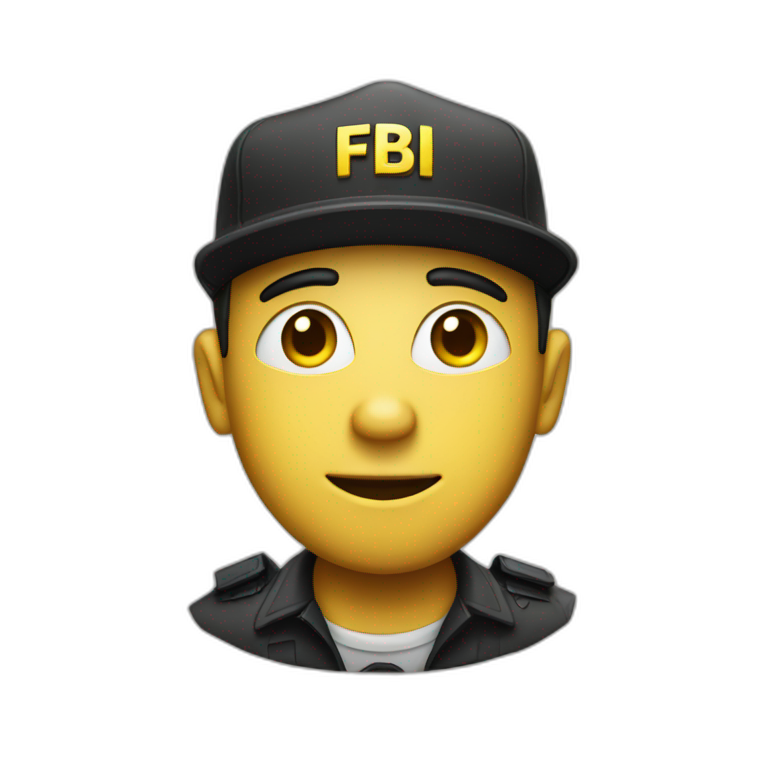 man with yellow "FBI" letters on his cap emoji