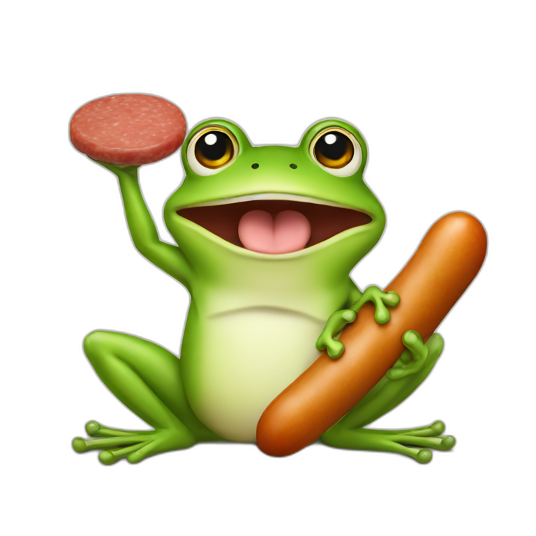 Frog holding sausage emoji
