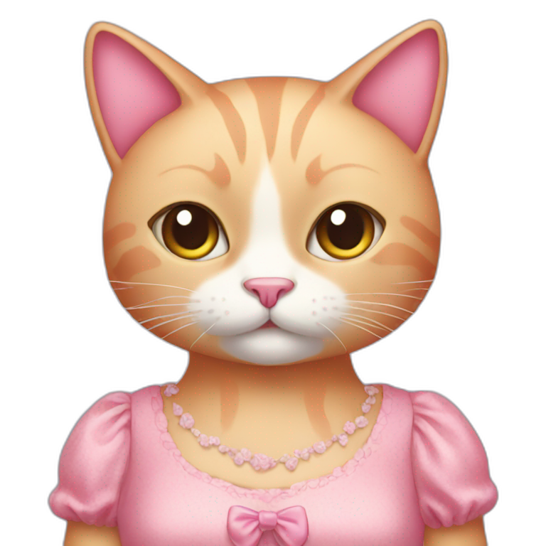 pink cat with dress emoji