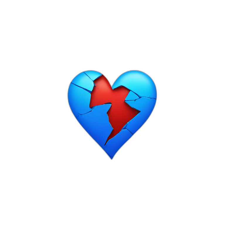 Broken red blue heart emoji