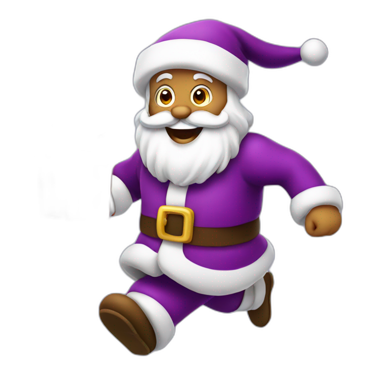 Santa Claus dressed in purple running to deliver presents emoji