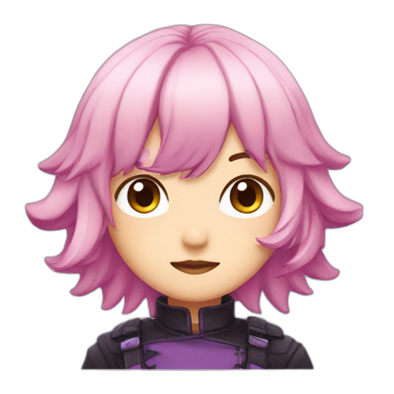 Astolfo, pink hair, purple eyes emoji