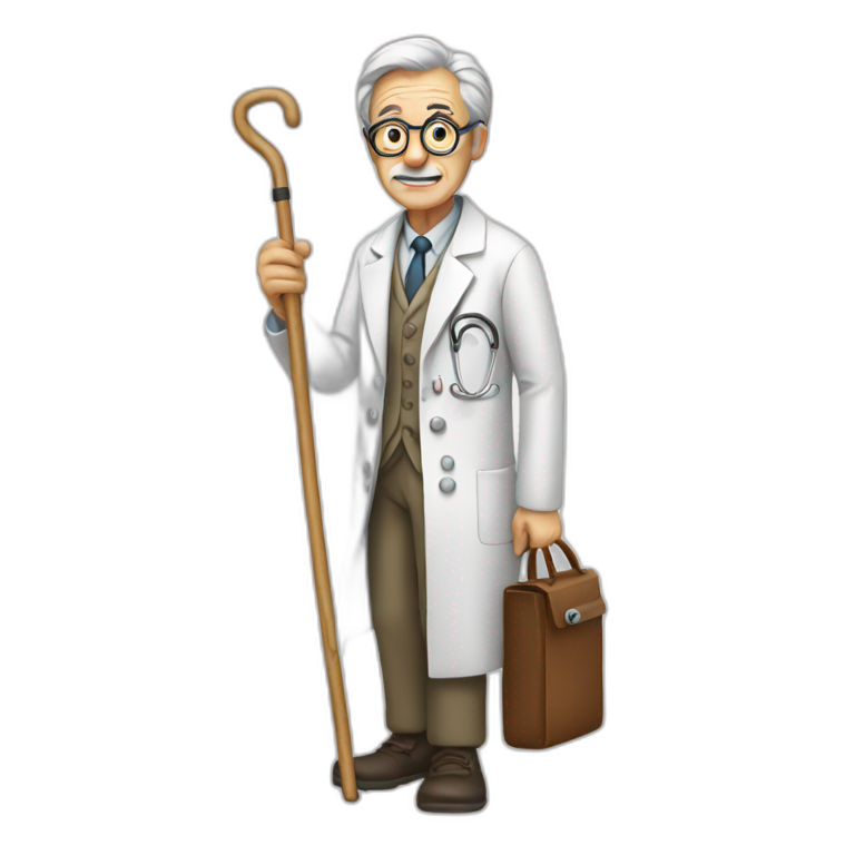 old doctor with cane emoji