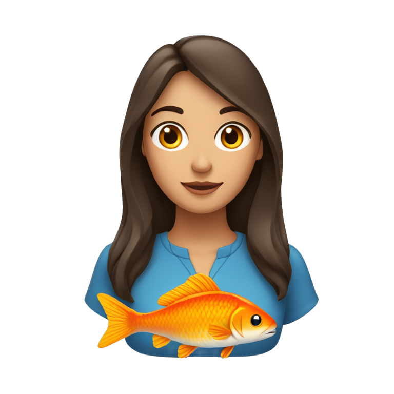 une femme brune avec une tête de poisson  emoji