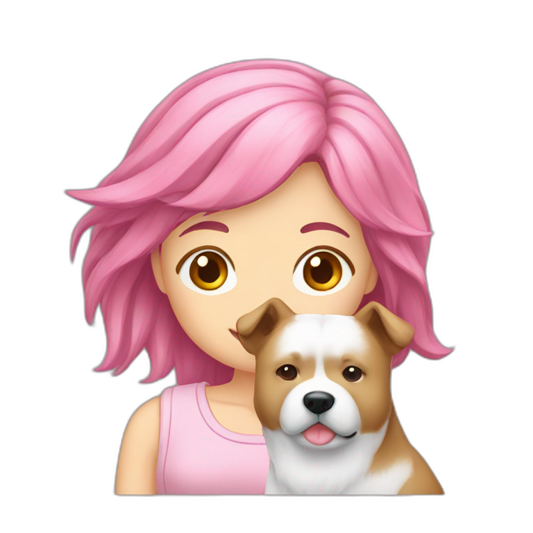 pink-haired-girl-with-akita emoji