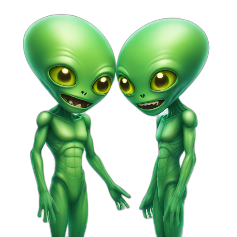 Two green aliens Talking to each other emoji